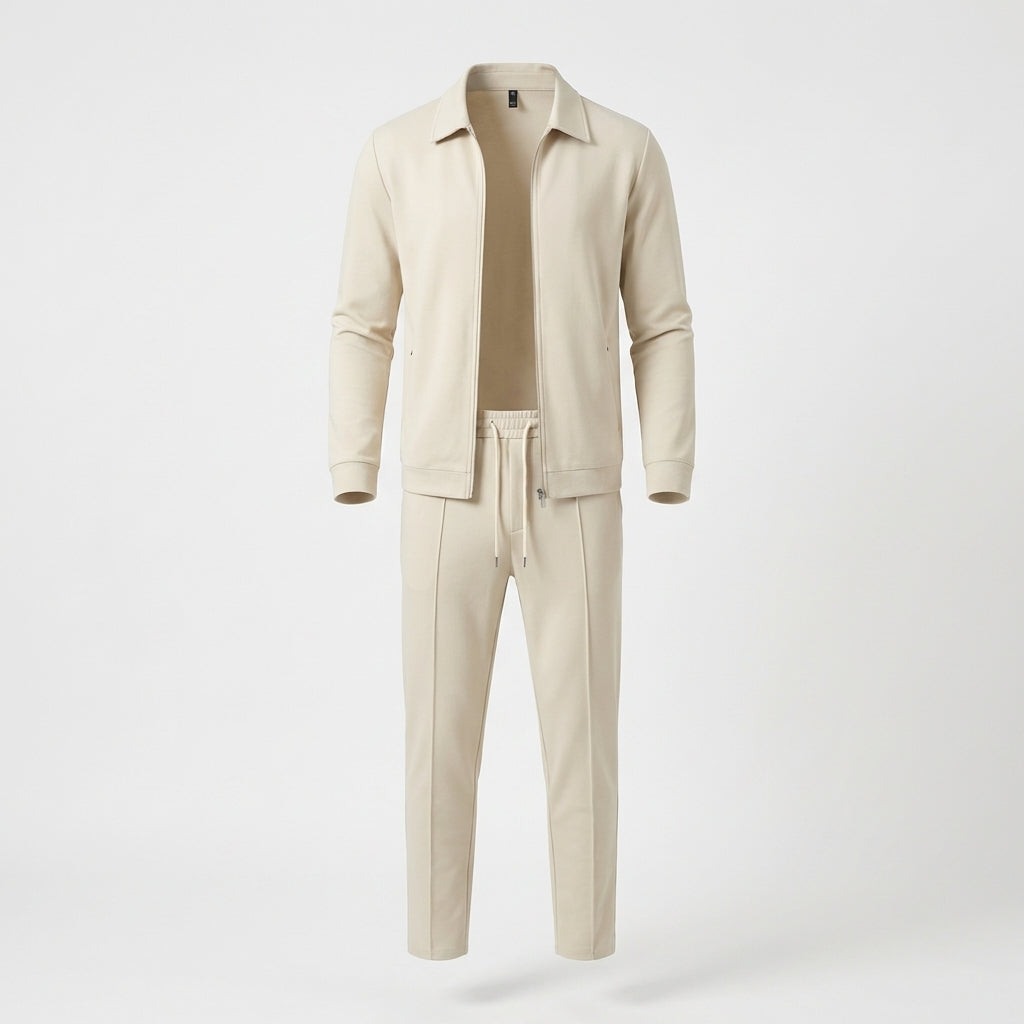Men's versatile zip-up tracksuit set. Two-piece jacket & pants for casual, activewear, or loungewear comfort.