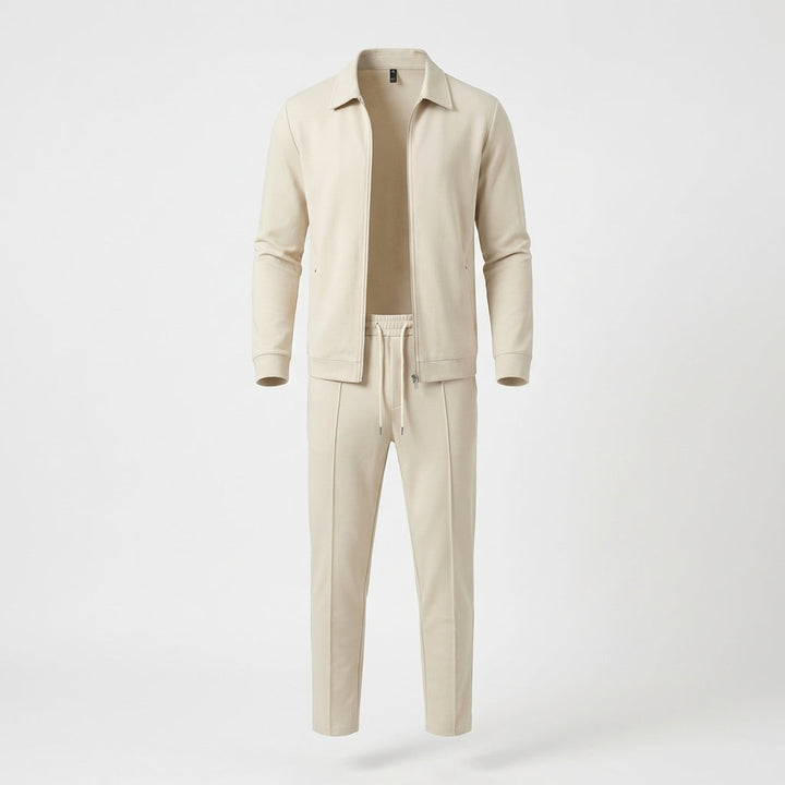 Men's versatile zip-up tracksuit set. Two-piece jacket & pants for casual, activewear, or loungewear comfort.