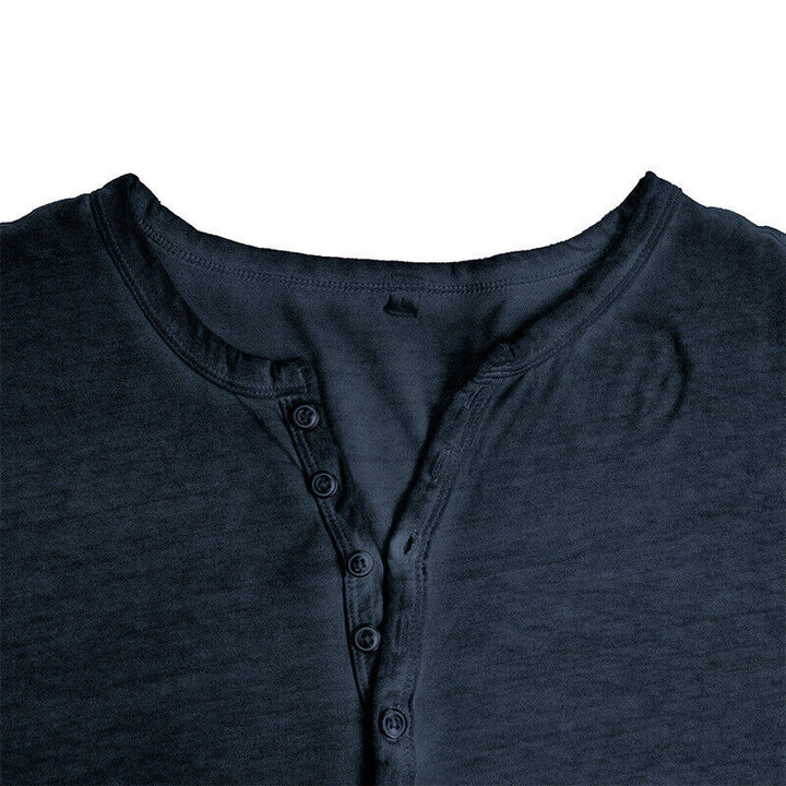 Versatile men's long sleeve Henley shirt, a must-have for every casual wardrobe.