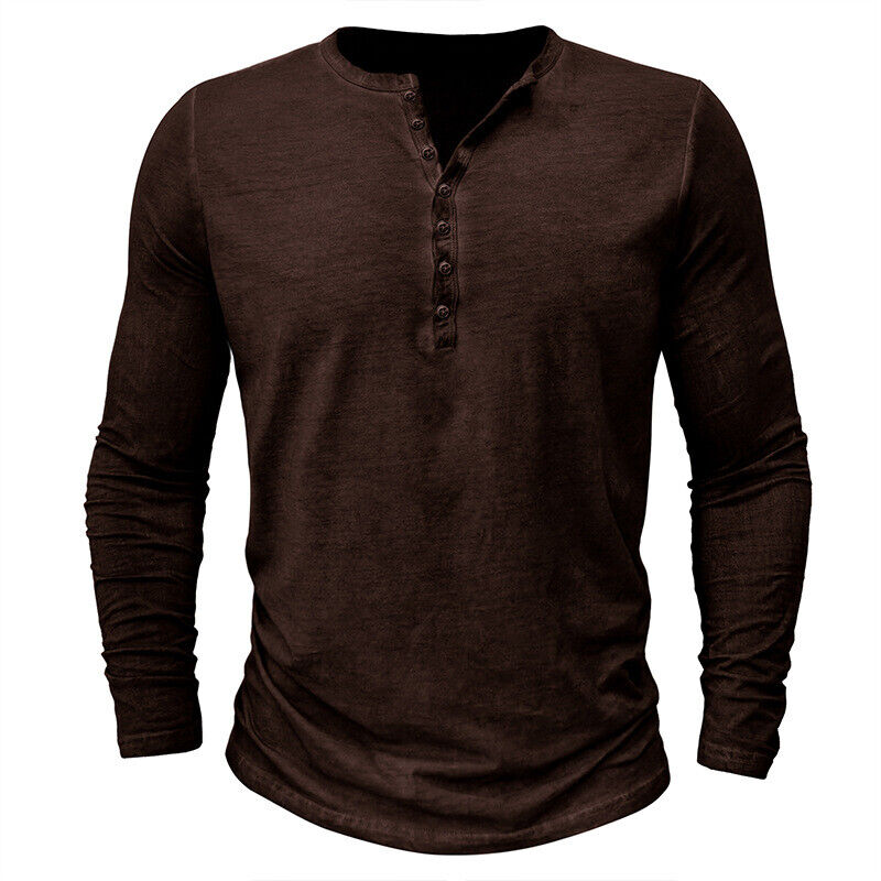 Everyday men's long sleeve Henley shirt for ultimate comfort and fashion appeal.
