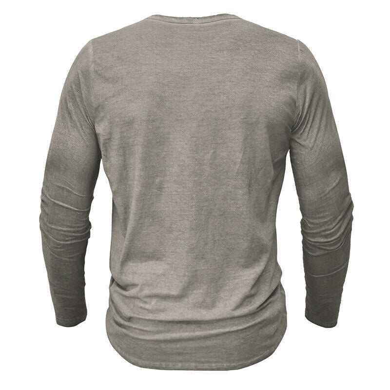 High-quality men's long sleeve Henley shirt, durable and stylish for lasting wear.
