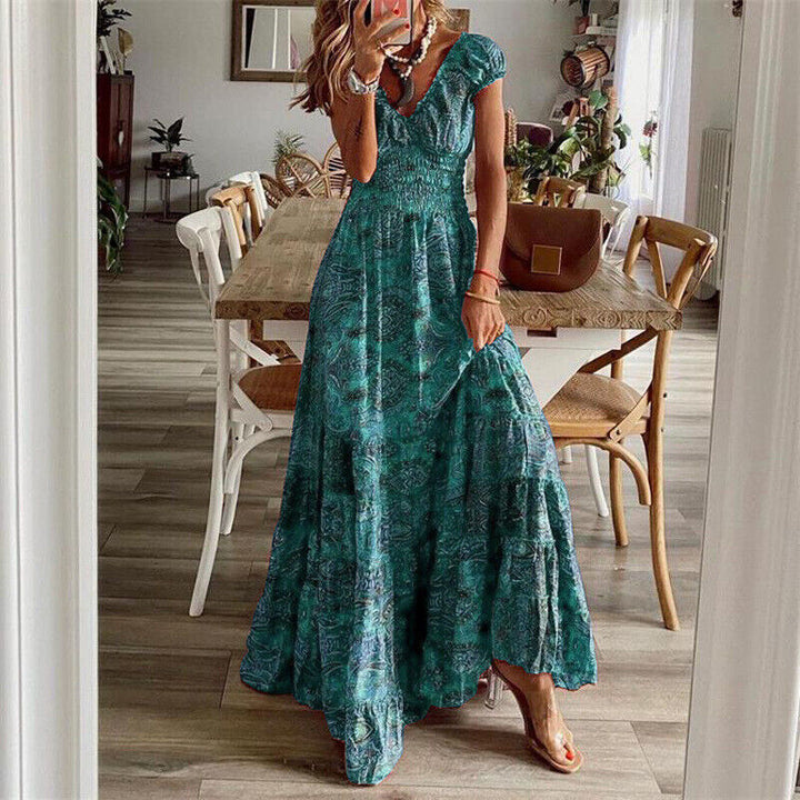 Flattering women's boho maxi dress, an elegant long design for versatile casual wear & statement fashion.