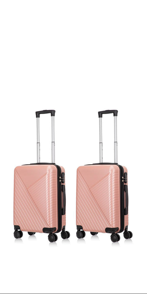 Santorini 2-piece hard shell luggage set with TSA lock & smooth spinner wheels for vacation travel.