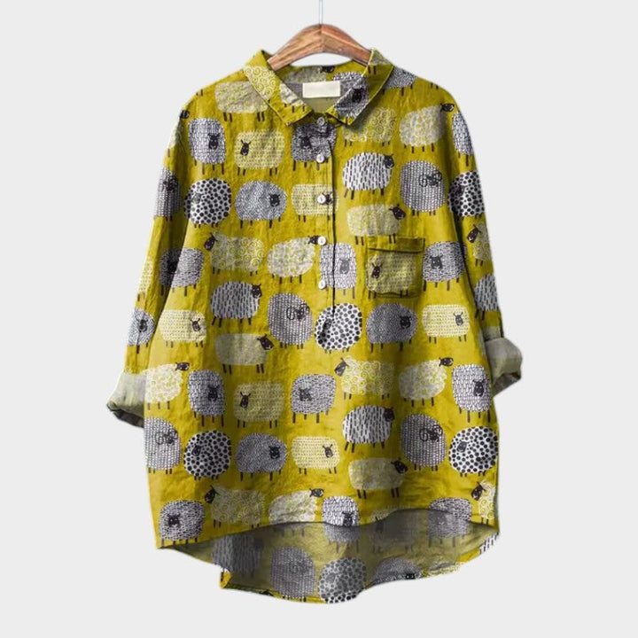 Chic women's button-front blouse for effortless elegance. A stylish long sleeve top perfect for office & casual wear.
