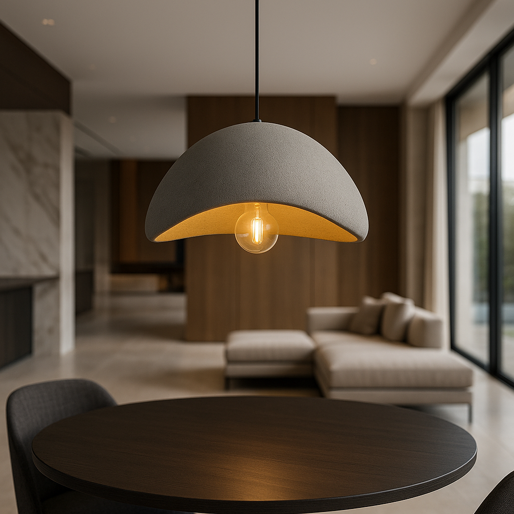 Sculpted dome adjustable pendant light, modern ceiling fixture for dining, living rooms & contemporary decor.