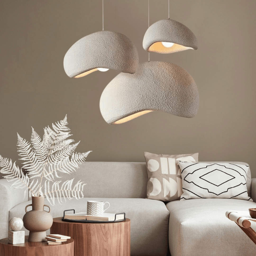 Wasabi sculpted dome pendant light, adjustable modern ceiling lamp for contemporary decor in dining & living rooms.