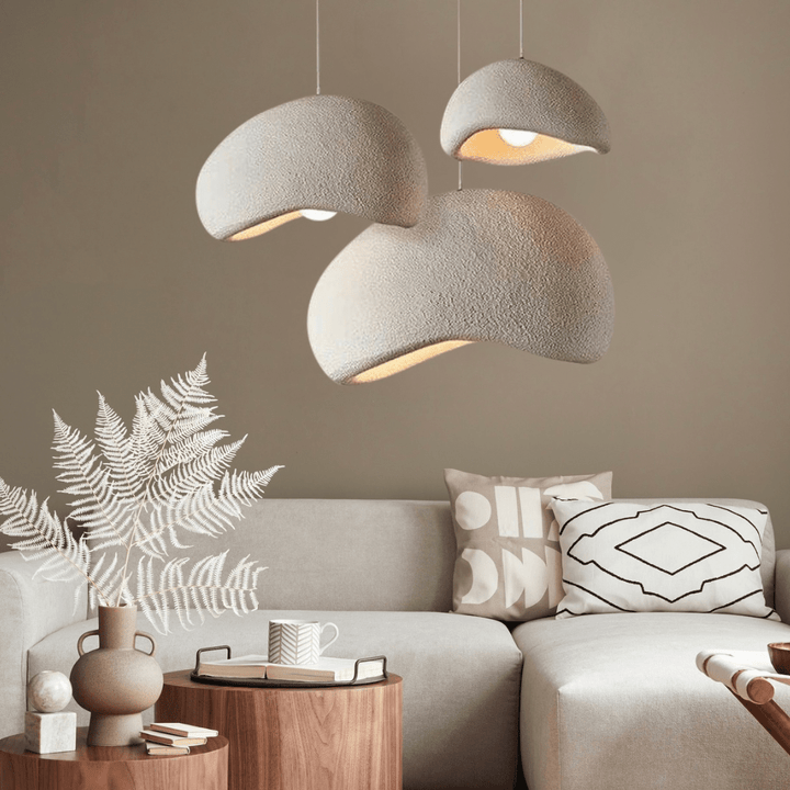 Wasabi sculpted dome pendant light, adjustable modern ceiling lamp for contemporary decor in dining & living rooms.