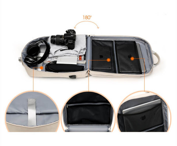 Unisex commuter anti-theft backpack in a city. Hidden zippers & USB charging for secure, convenient everyday travel.