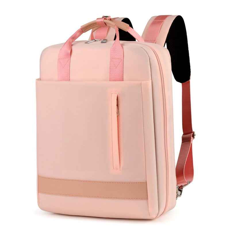 Durable oxford fabric texture of a modern anti-theft backpack. Water-resistant, secure hidden zippers & USB charging.