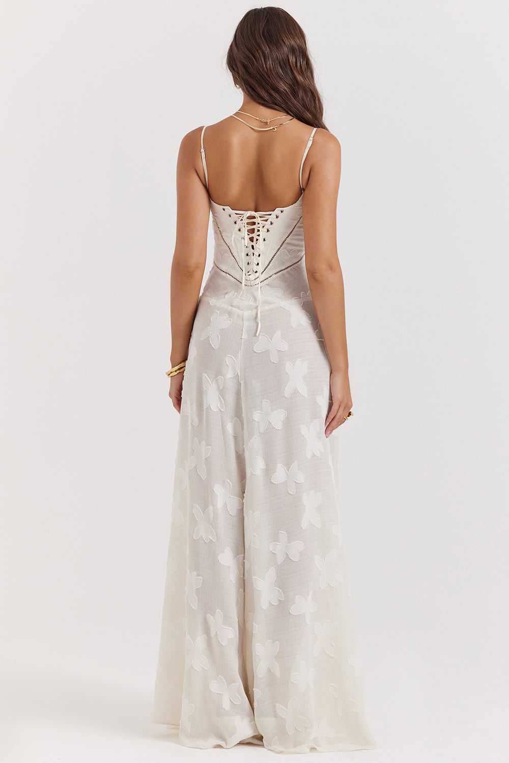 Floor-length Serenity Bloom formal dress for women, featuring a beautiful floral pattern.