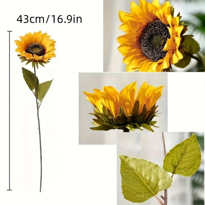 Realistic artificial yellow sunflowers (set of 11) for premium home, wedding, or autumn floral decor arrangements.