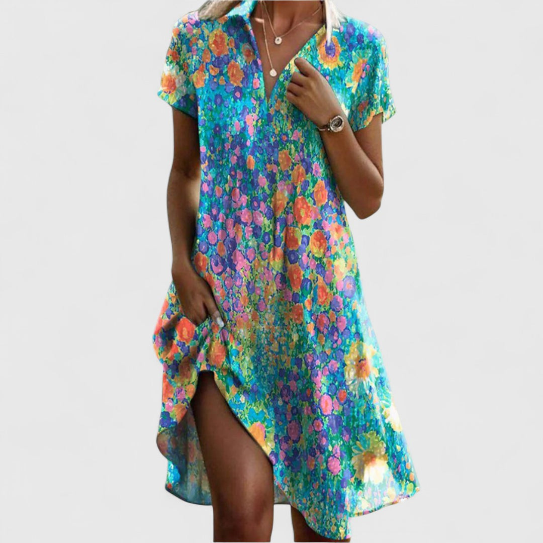 Bohemian women's summer dress, offering a casual chic look. Features a flowy design, perfect for warm weather fashion.