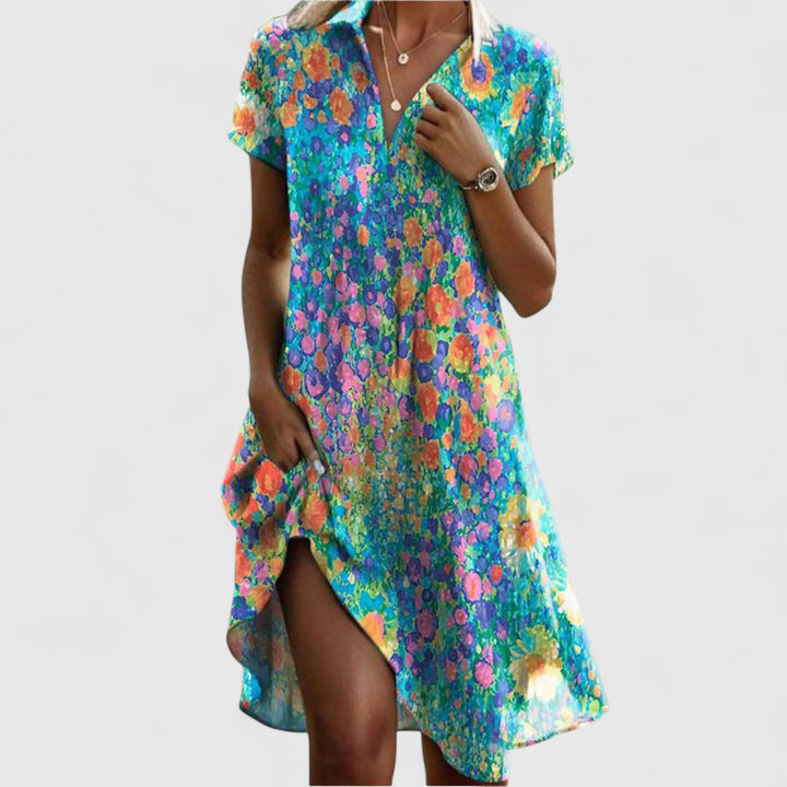 Bohemian women's summer dress, offering a casual chic look. Features a flowy design, perfect for warm weather fashion.