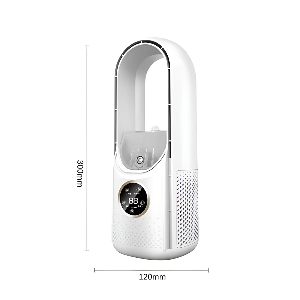 Universal portable air cooling fan, silent operation for comfortable home & office environments.