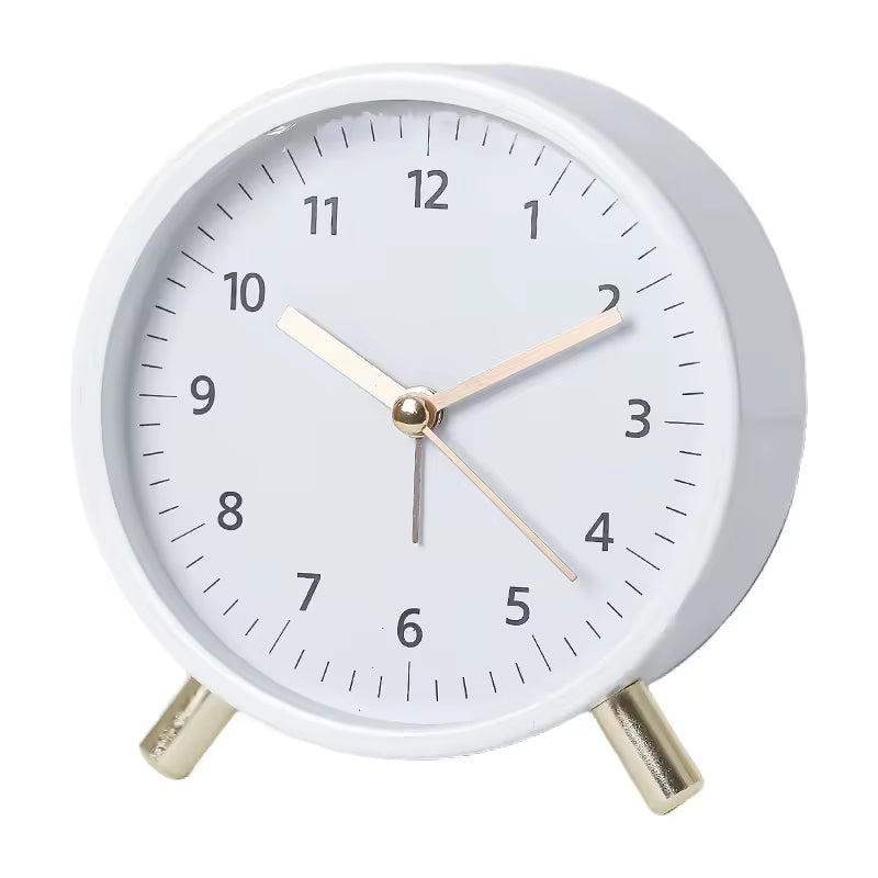 Elegant minimalist Scandinavian table clock for living room or bedroom decor, quiet operation.