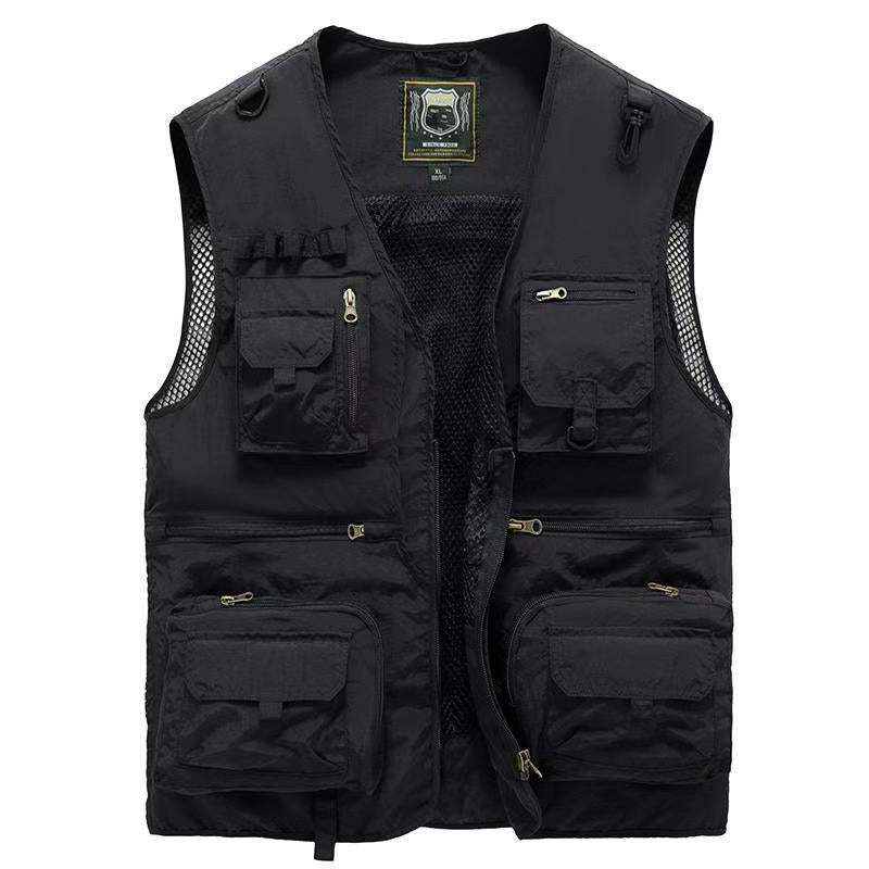 Men's breathable summer vest, multi-pocket for casual outdoor activities.