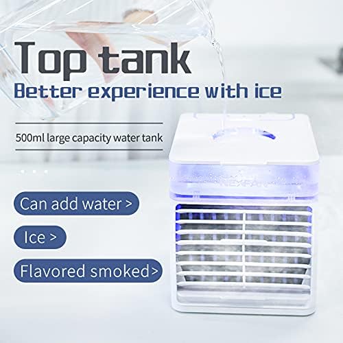 "Sleek compact portable air conditioner fan with white and grey finish, ideal for small spaces and efficient cooling."