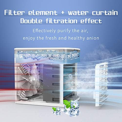 "Sleek compact portable air conditioner fan with white and grey finish, ideal for small spaces and efficient cooling."