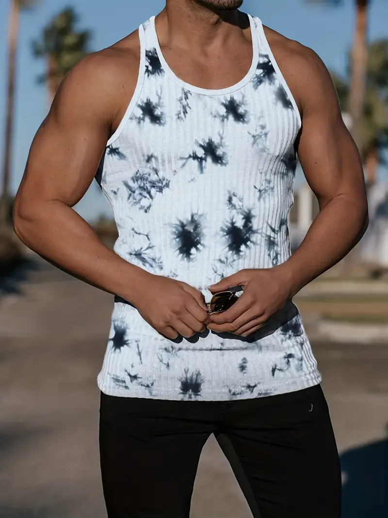 Sleek men's athletic body fit tank top with sleeveless design, perfect for workouts and casual wear, highlighting performance.