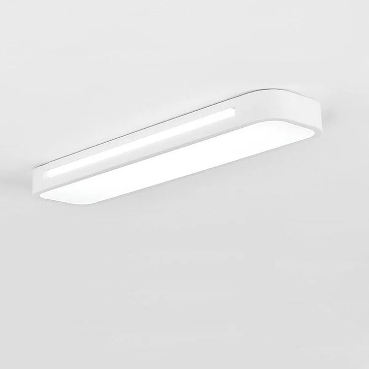 "Sleek minimalist linear LED ceiling light with iron and acrylic design, perfect for modern homes, available in three sizes."