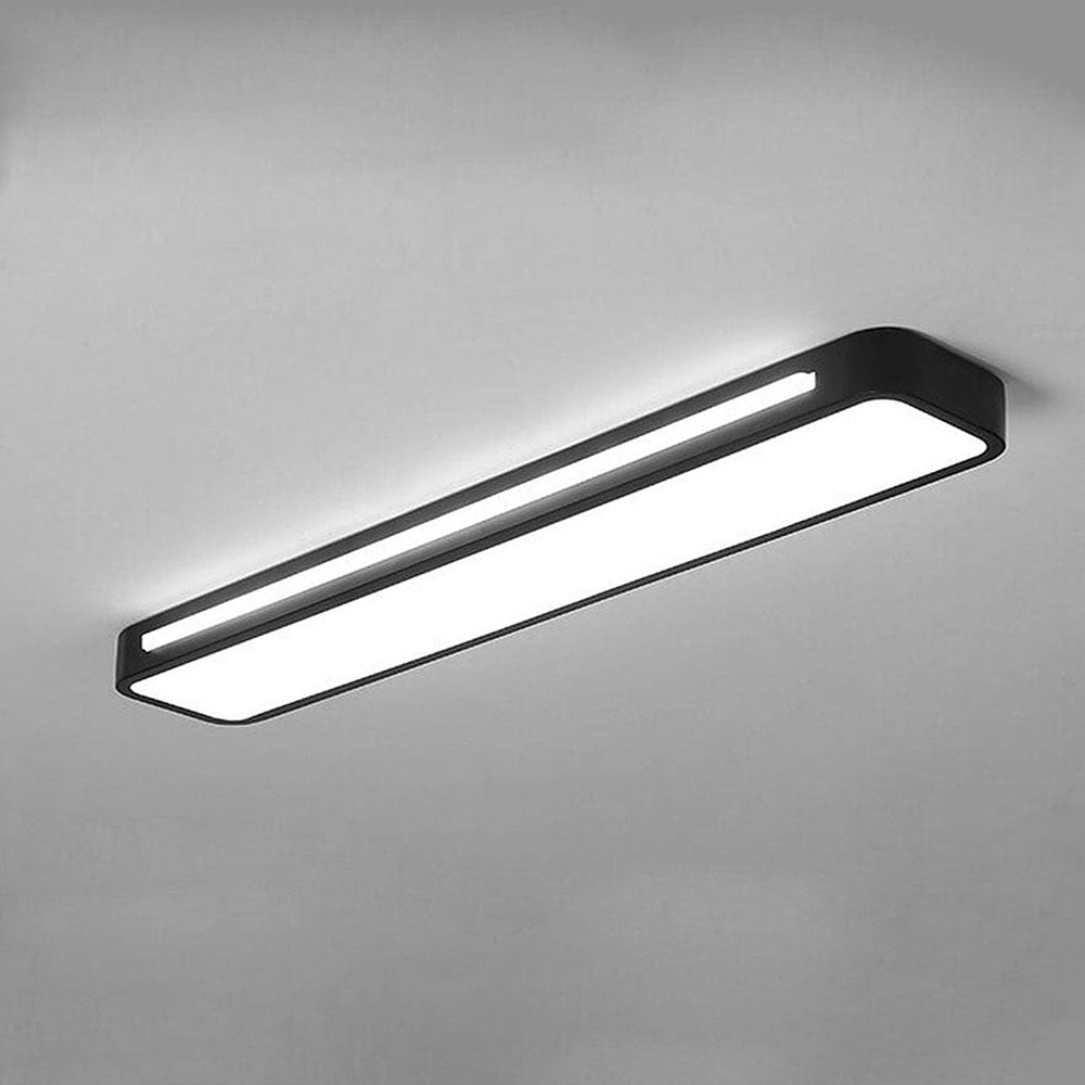 "Sleek minimalist linear LED ceiling light with iron and acrylic design, perfect for modern homes, available in three sizes."