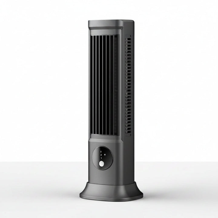 Quiet, tall tower fan with remote control, offering oscillating cooling for large rooms at home or office.