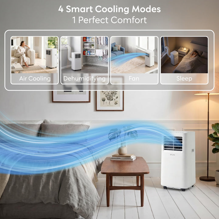 Portable smart air conditioner with wheels, easy to move & cool any room with WiFi control.
