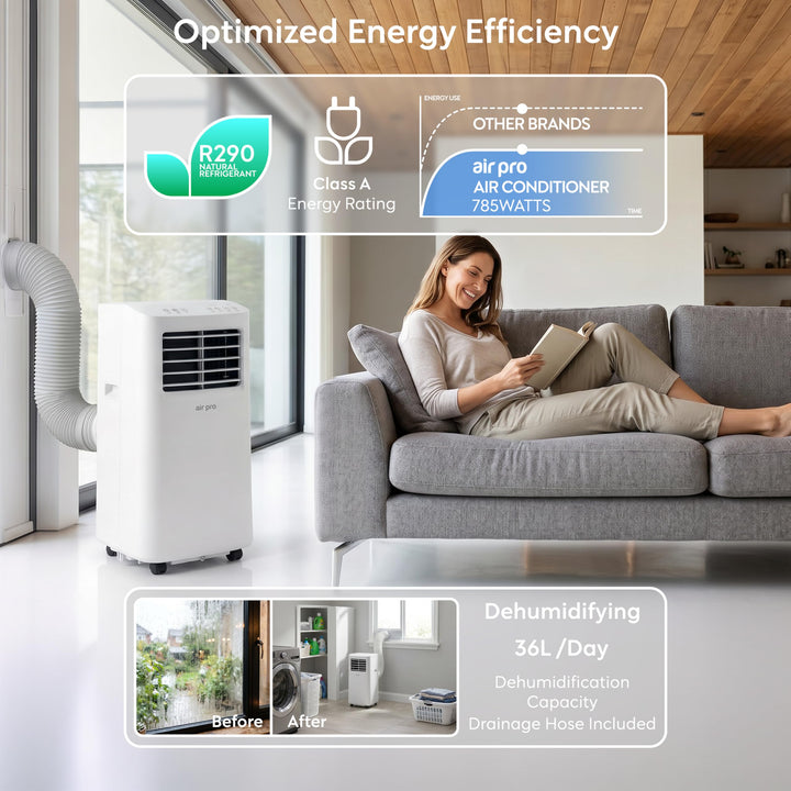 Enjoy optimal home comfort with this 4-in-1 portable smart air conditioner & dehumidifier.