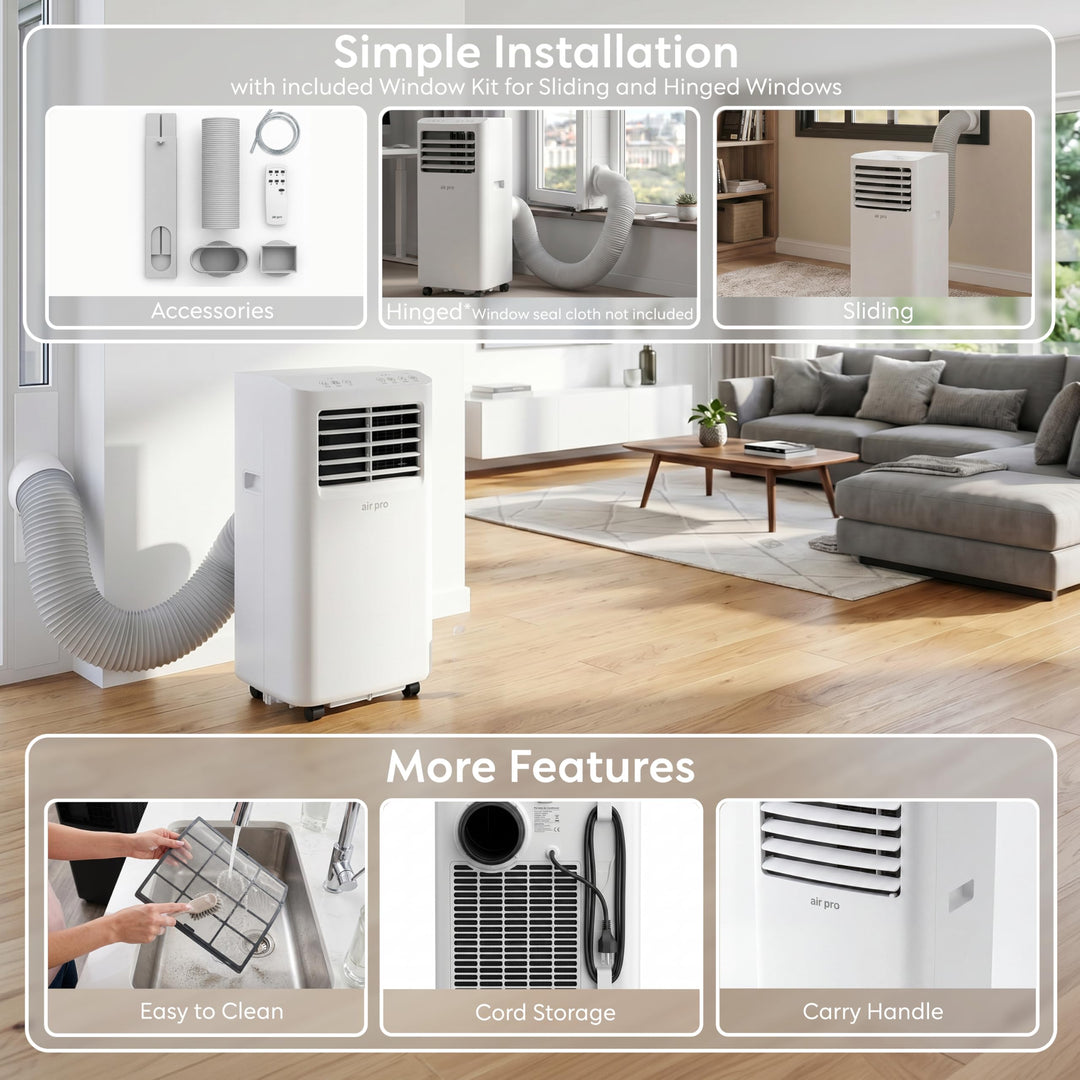 Powerful portable AC with WiFi, fan & dehumidifier functions for ultimate indoor climate control.