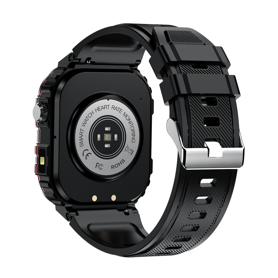 "Smart glucose watch tracks health metrics with sleek design and HD display, ideal for fitness and wellness enthusiasts."