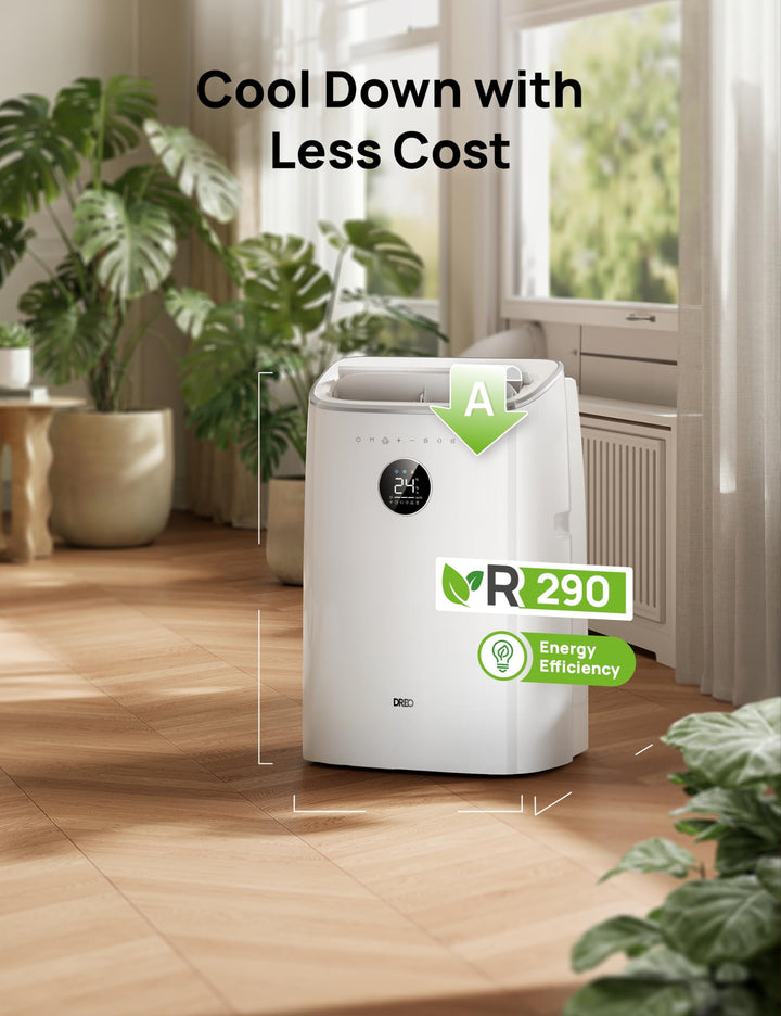 Versatile smart portable air conditioner, a key home appliance offering cooling, fan, and dehumidifier functions.