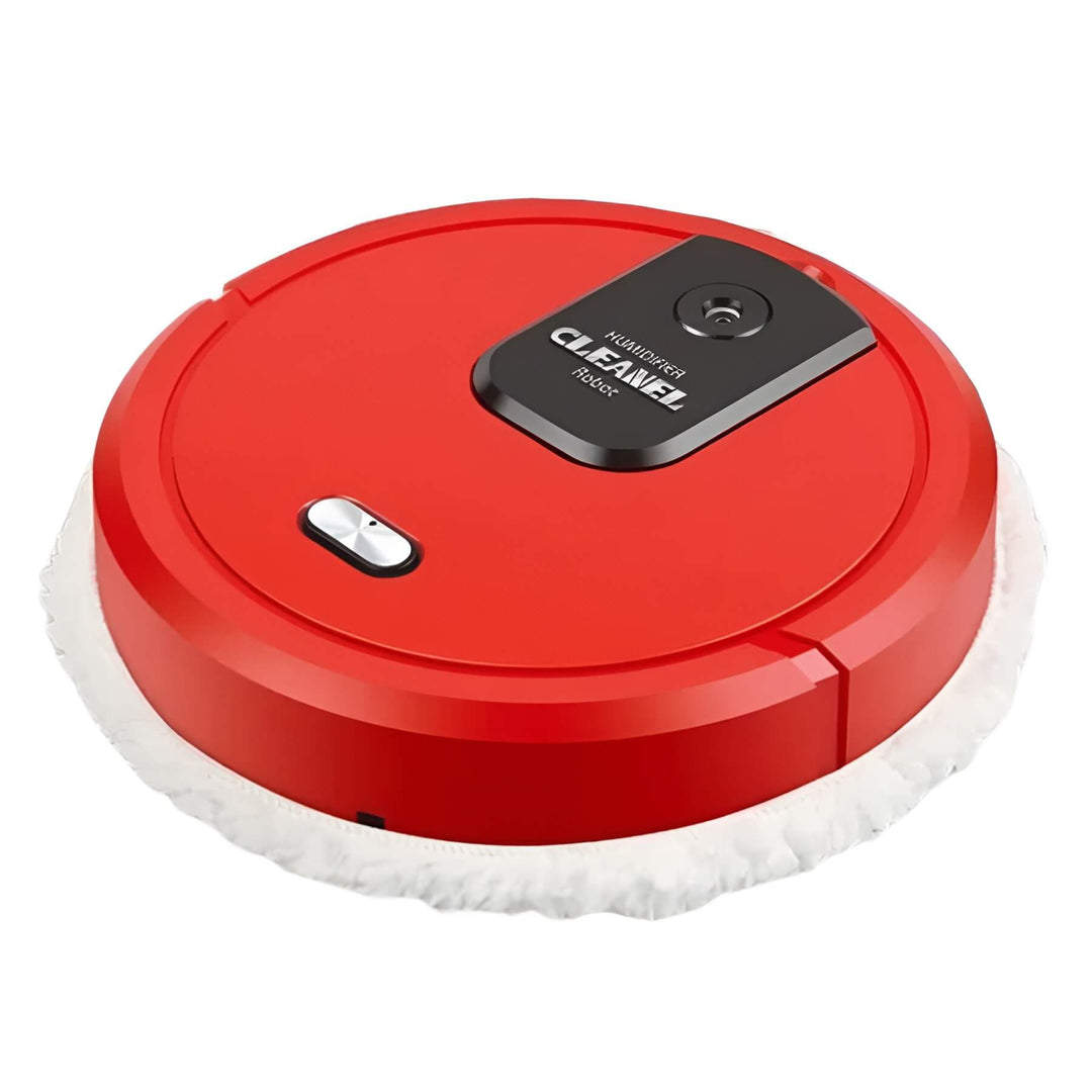 Automatic SmartMop robot mop actively cleaning a large kitchen's hard floor, leaving it sparkling clean. Efficient.