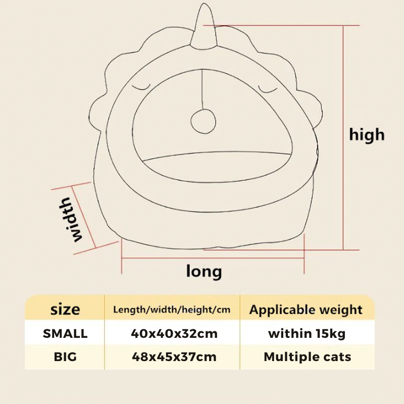 Washable Cat's Cozy Retreat PawCave pet bed; a soft, durable cat house & feline hideaway for easy cleaning.
