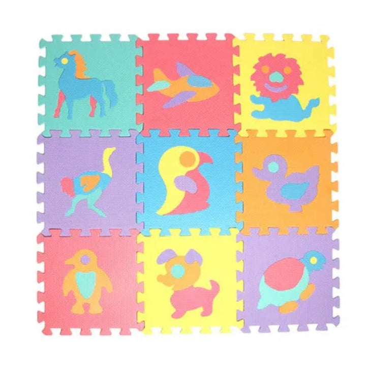 10-piece EVA foam puzzle play mat for kids' activities, soft interlocking tiles for educational play & child safety.