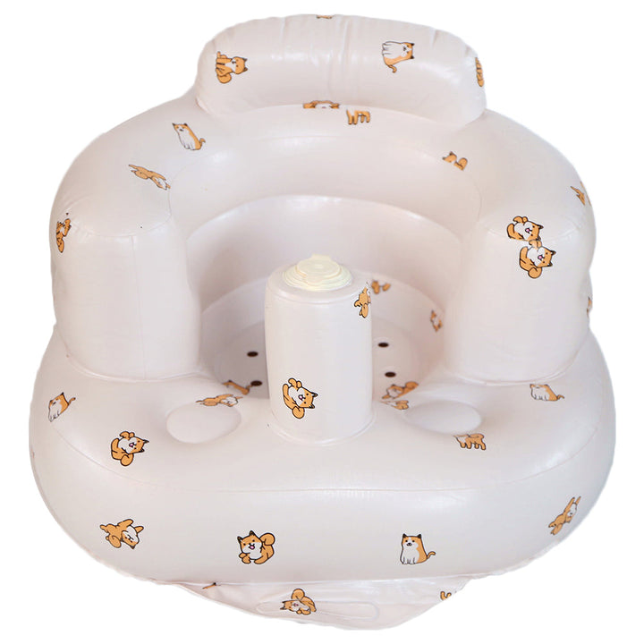 Soft inflatable baby bath seat providing secure support for infants & toddlers during bath time. Portable & safe.