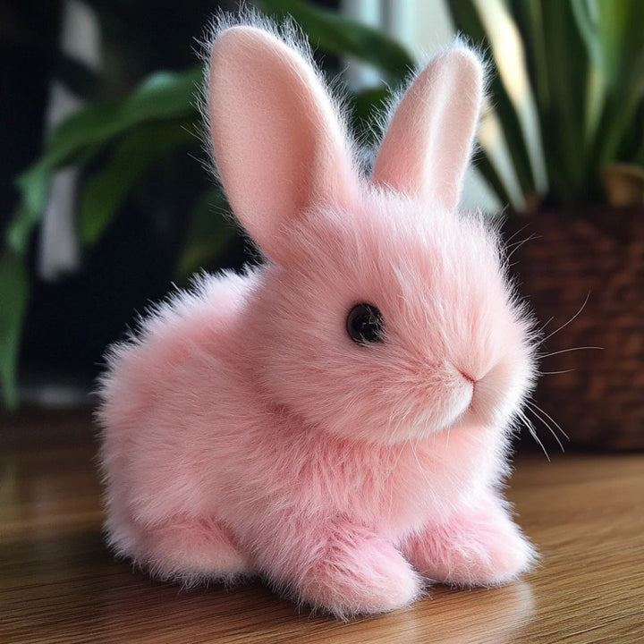 Soft, lifelike interactive plush bunny for kids. A cuddly playmate and comfort toy, perfect for children.