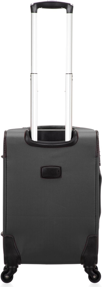 Lightweight soft shell hand luggage, easy to maneuver with multi-directional spinner wheels.