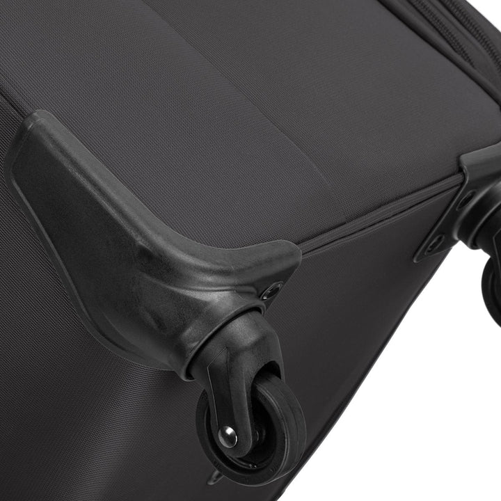 Sleek soft shell carry-on suitcase, a reliable travel companion for business or leisure.