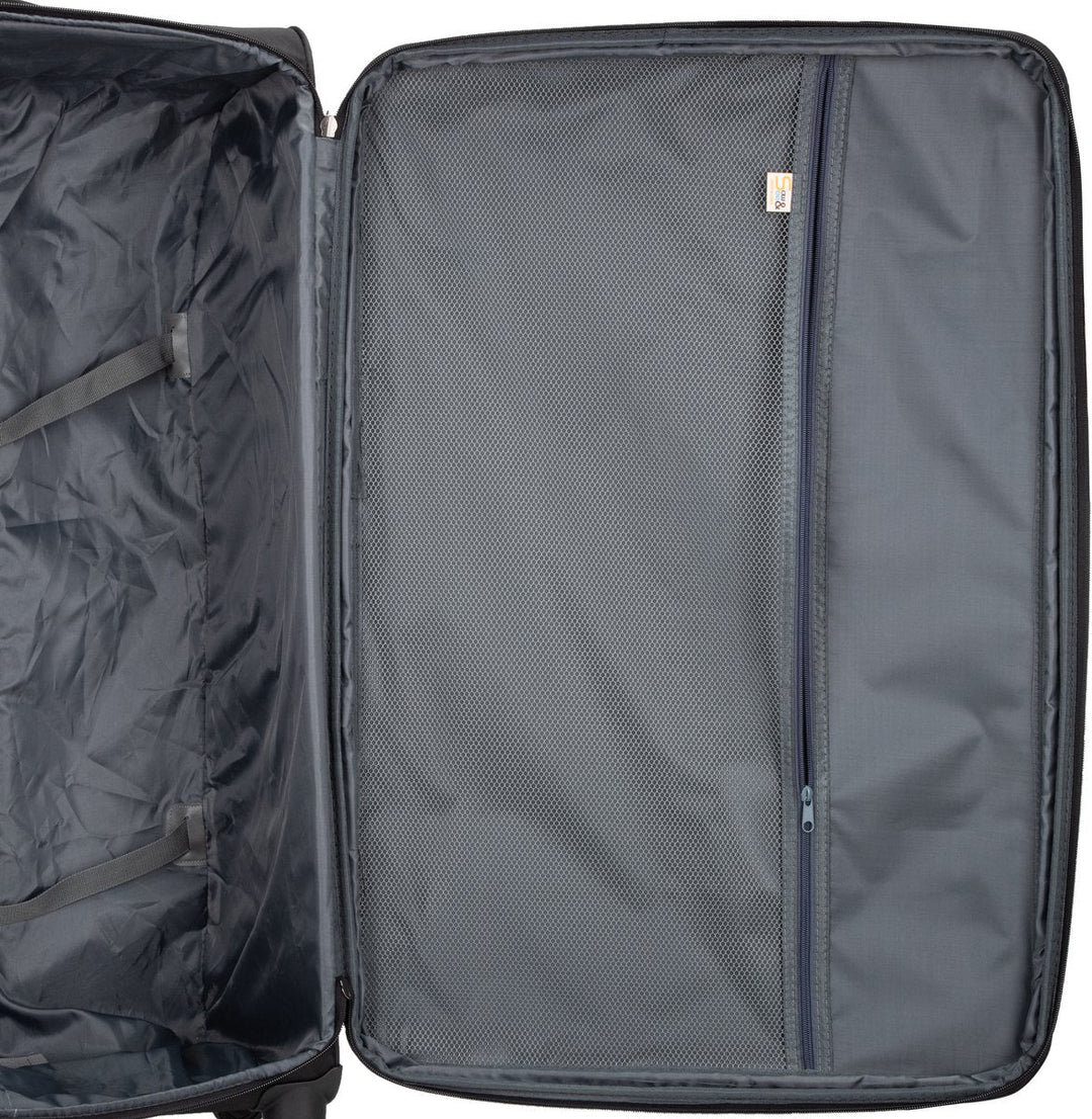 Expandable soft shell suitcase, offering extra packing space for your carry-on essentials.