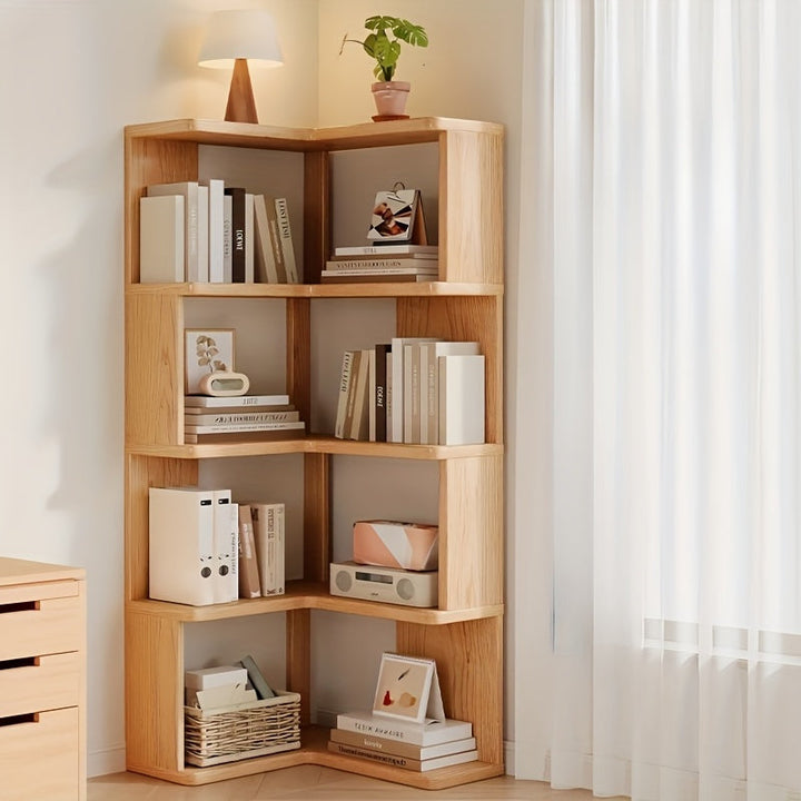Elegant solid wood corner cabinet. Compact wood furniture ideal for storage & display in living room, bedroom, or office.