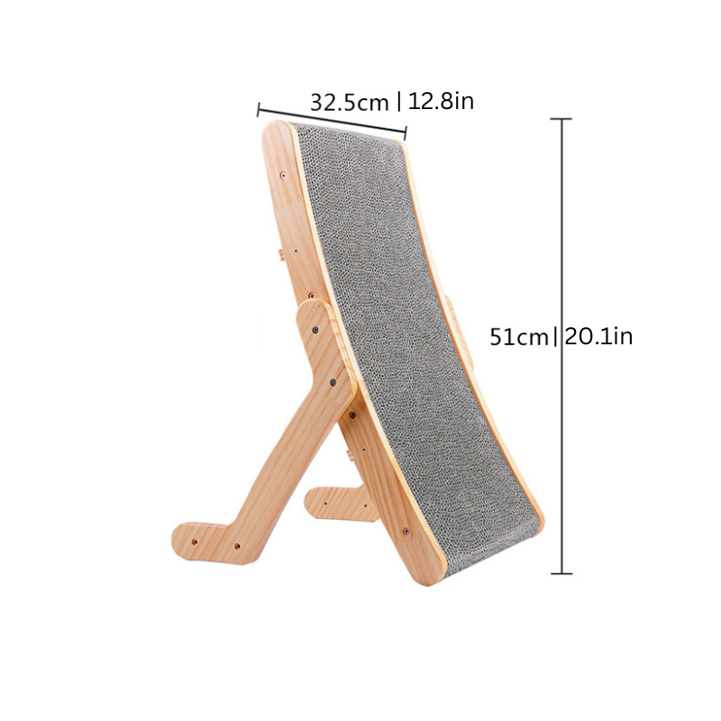 Modern solid wood Ergonomic ScratchSlope cat scratcher for feline health. Stylish pet furniture & play accessory.