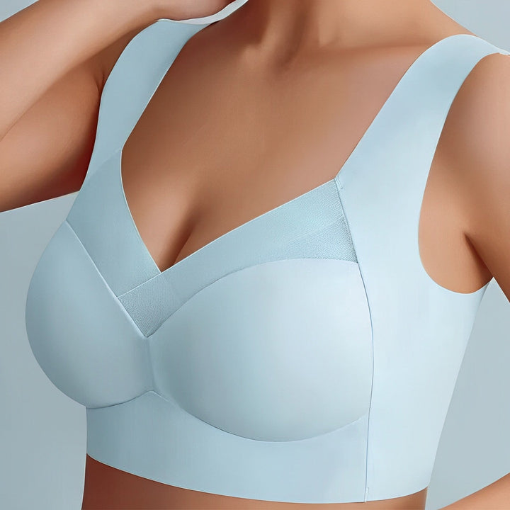 Soft feel women's seamless ergonomic bra top. Versatile everyday comfort wear for lounge or active use.