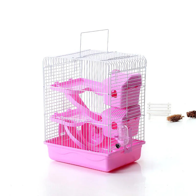 Spacious Hamster Cage for Small Rodents with Shelves & Bottle – Lunirel