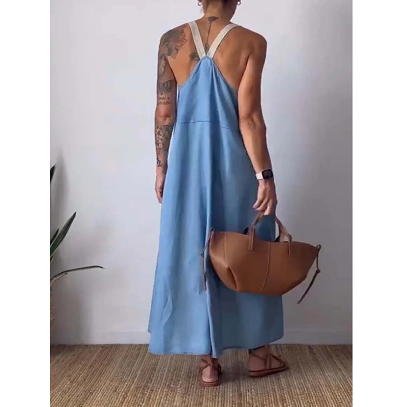 Effortless women's flowy midi dress, perfect for spring & summer. Comfortable, elegant & versatile everyday fashion.