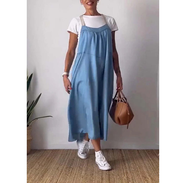 Women's midi dress with a comfortable flowy silhouette, ideal for spring, summer & everyday versatile fashion.