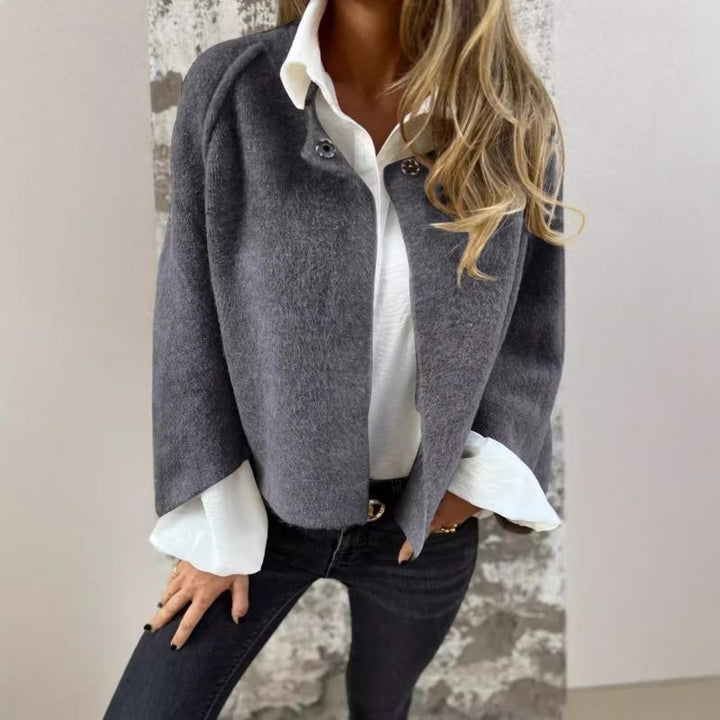 Elegant women's long sleeve Cecila jacket. Cozy loose fit, perfect for autumn comfort & everyday wear.