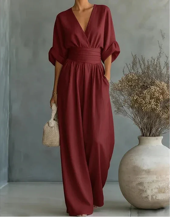 Modern wide-leg jumpsuit for women, elegant design, perfect for summer casual chic apparel.
