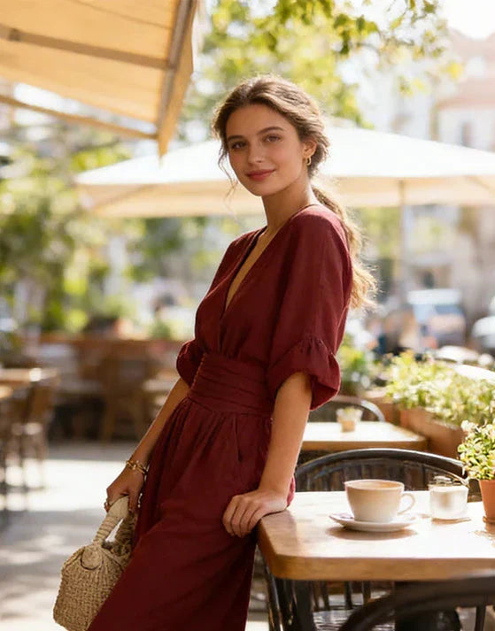 Flowy wide-leg jumpsuit for women, elegant and comfortable, perfect for spring/summer fashion.