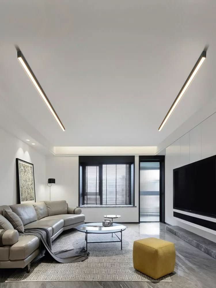 Dimmable LED ceiling fixture, modern minimalist design for any home.