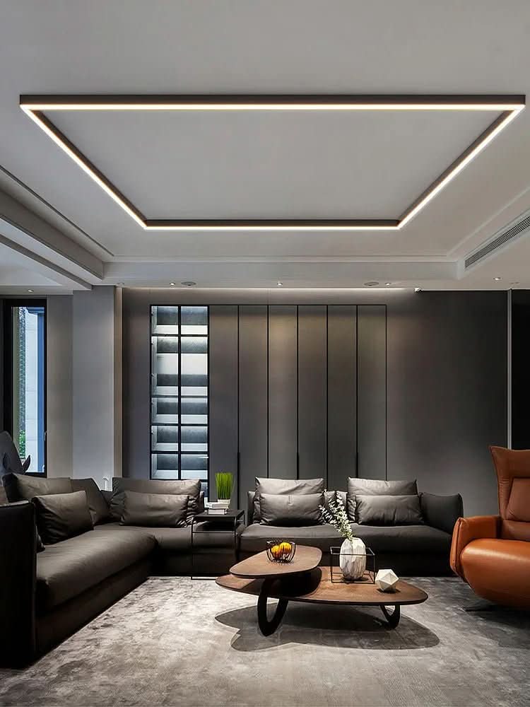 Contemporary LED ceiling fixture, elegant and energy-efficient for indoor use.